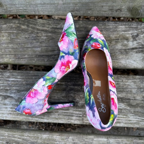 Seychelles Frequency Floral Pointed Toe Pump Pink Purple Stiletto Heel Sz 8 Boho - Picture 5 of 9